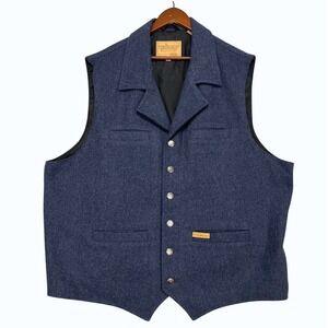 Powder River Outfitters Mens XXL Blue Wool Blend Western Vest Panhandle